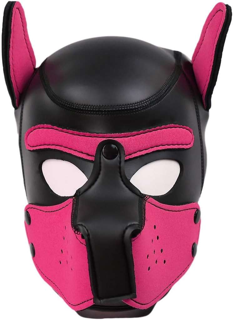 Dermica Adults Neoprene Puppy Hood Mask with Collar,Removable Cosplay Dog Full Face Pup Hood Mask,Head Circumference 25-27" - Image 4