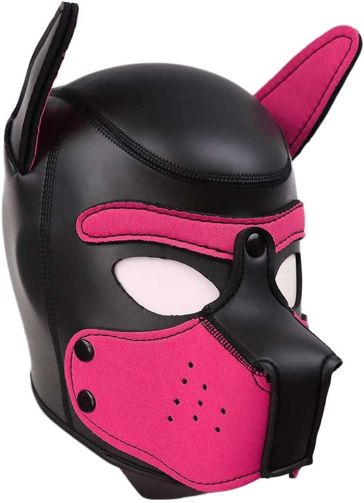 Dermica Adults Neoprene Puppy Hood Mask with Collar,Removable Cosplay Dog Full Face Pup Hood Mask,Head Circumference 25-27" - Image 5