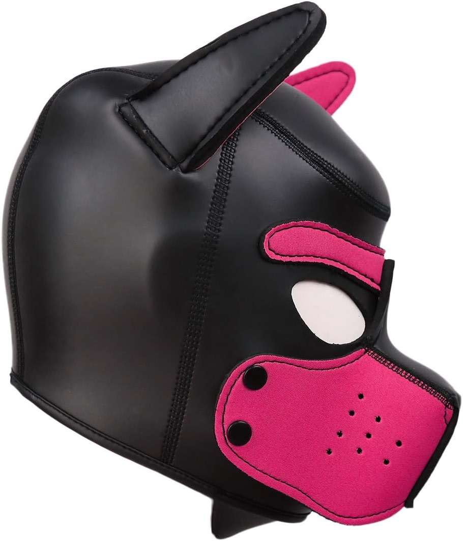 Dermica Adults Neoprene Puppy Hood Mask with Collar,Removable Cosplay Dog Full Face Pup Hood Mask,Head Circumference 25-27" - Image 6