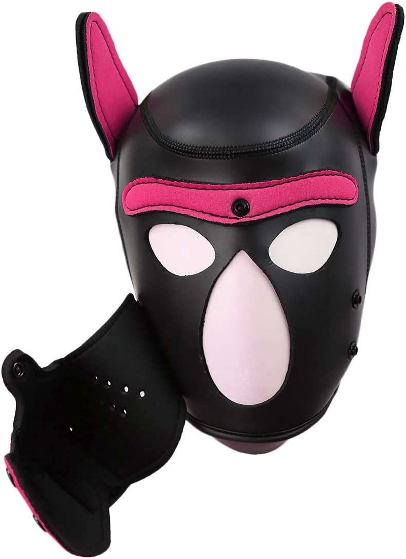 Dermica Adults Neoprene Puppy Hood Mask with Collar,Removable Cosplay Dog Full Face Pup Hood Mask,Head Circumference 25-27" - Image 7
