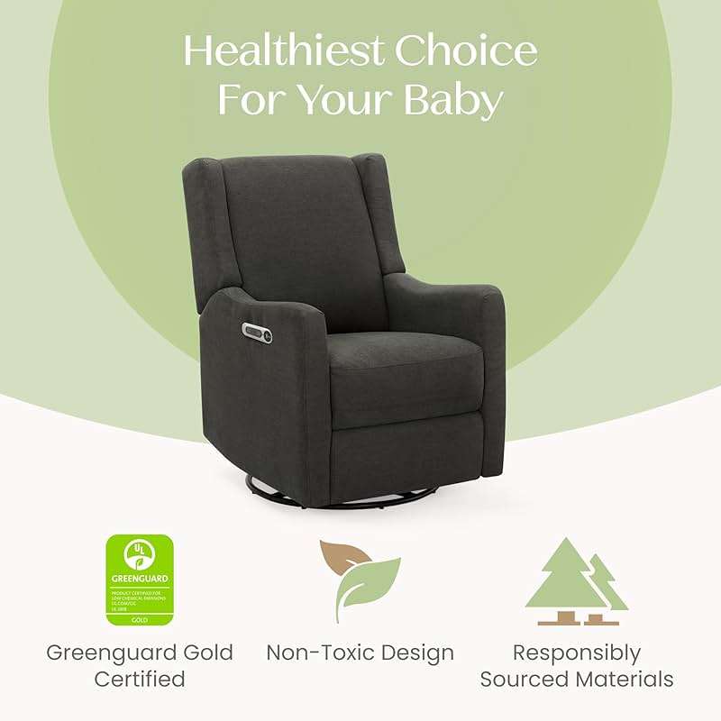 Delta Children Mercer Electronic Power Recliner and Swivel Glider with USB Port in LiveSmart Performance Fabric - Water Repellent & Stain Resistant, Dark Grey - Image 11