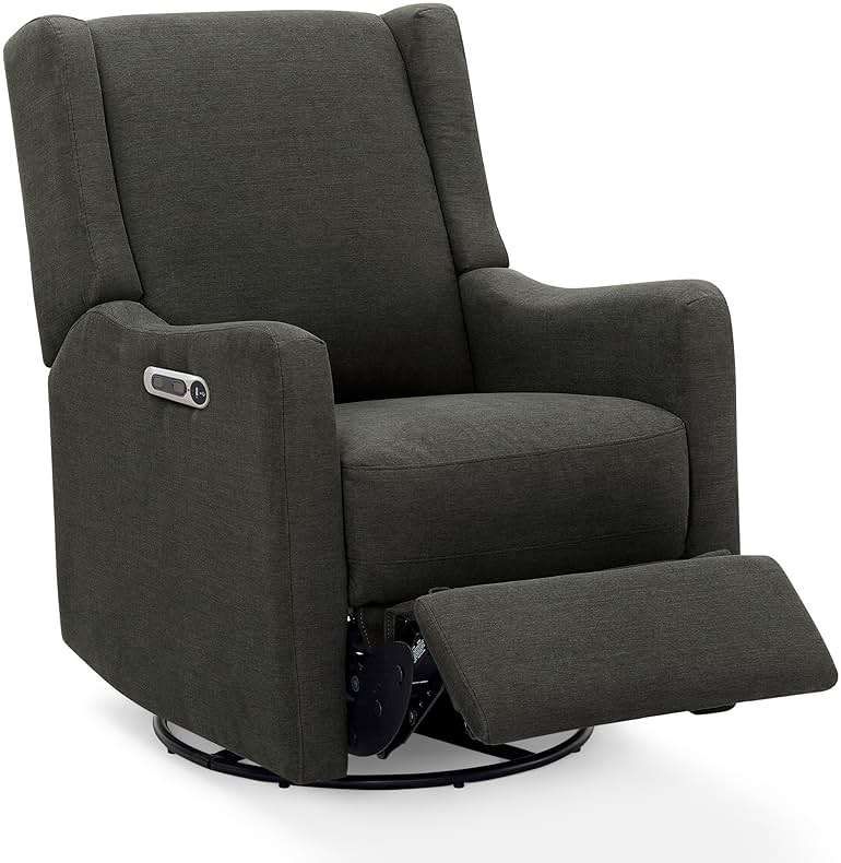 Delta Children Mercer Electronic Power Recliner and Swivel Glider with USB Port in LiveSmart Performance Fabric - Water Repellent & Stain Resistant, Dark Grey - Image 13