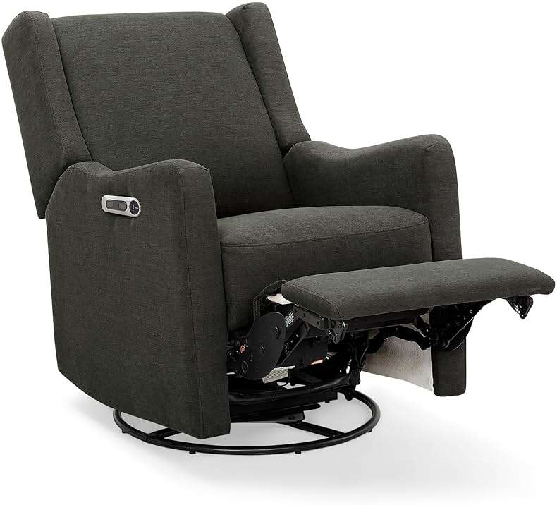 Delta Children Mercer Electronic Power Recliner and Swivel Glider with USB Port in LiveSmart Performance Fabric - Water Repellent & Stain Resistant, Dark Grey - Image 14