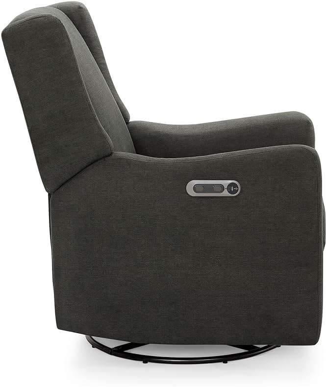 Delta Children Mercer Electronic Power Recliner and Swivel Glider with USB Port in LiveSmart Performance Fabric - Water Repellent & Stain Resistant, Dark Grey - Image 18