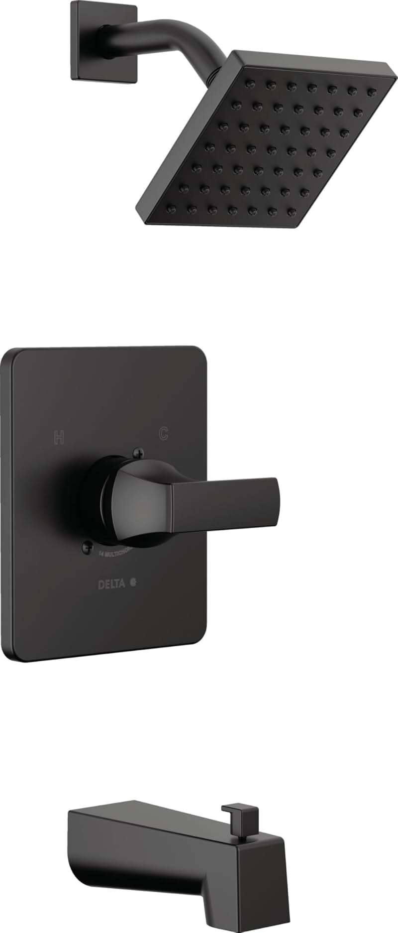 Delta Faucet Velum 14 Series Single-Function Black Tub and Shower Faucet Set, Valve Trim Kit, Shower Handle, Delta Shower Trim Kit, Shower Set, Matte Black T14437-BL (Valve Not Included) - Image 1