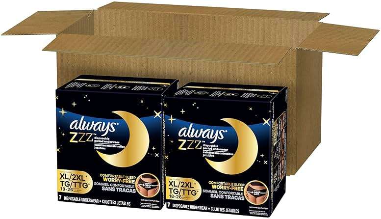 Always ZZZ Overnight Disposable Period Underwear for Women Extra Large/2LX, 360° Coverage for Worry-Free Nights, 14 Count (2 Packs of 7) - Image 9