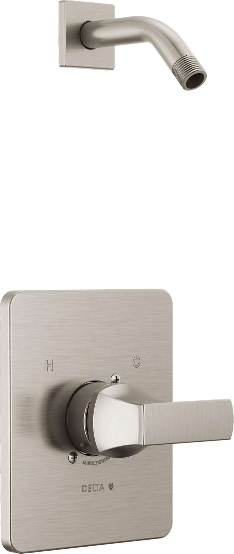 Delta Faucet Velum 14 Series Single-Function Brushed Nickel Shower Valve Trim Kit, Shower Handle, Delta Shower Trim Kit, Stainless T14237-SSLHD (Shower Head and Valve Not Included) - Image 1
