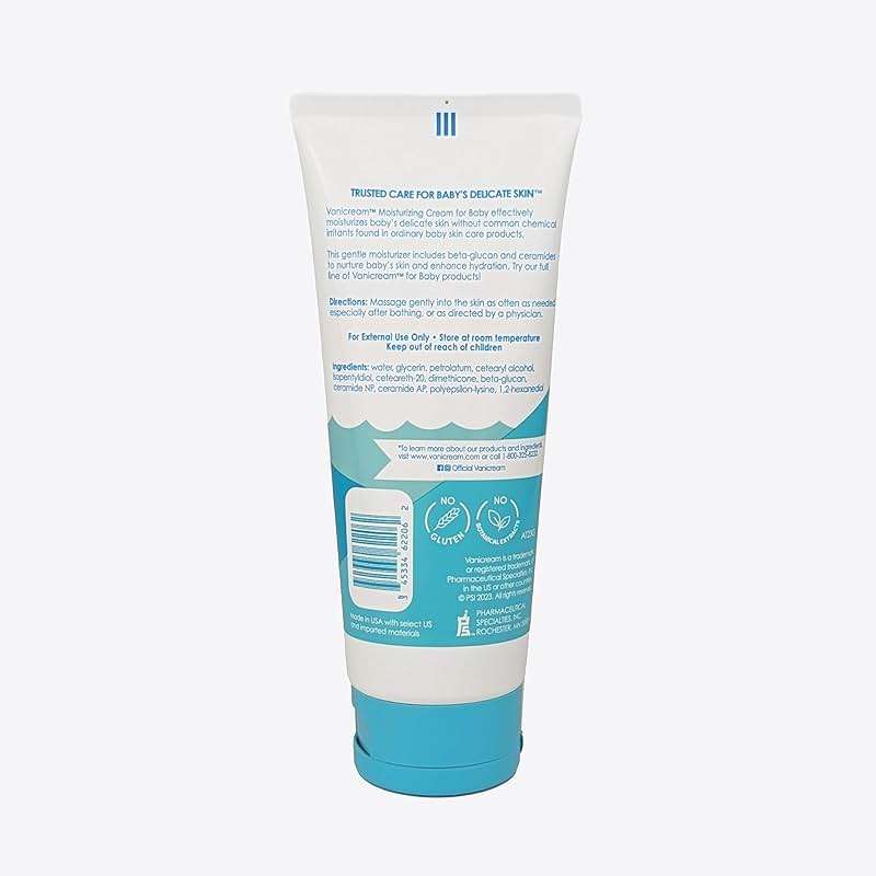 Vanicream Moisturizing Cream for Baby, 6 Oz, Gentle, Hydrating Baby Lotion with Beta-Glucan & Ceramides, Formulated without Common Irritants for Sensitive Skin, All Ages - Image 2