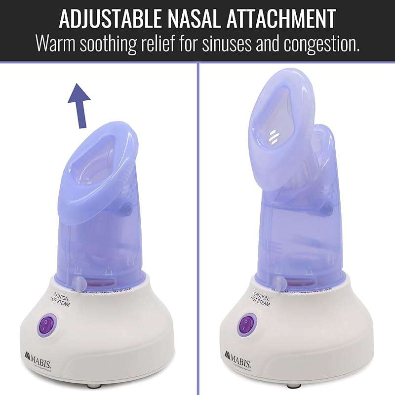 Mabis Steam Inhaler with Adjustable Facial & Nasal Mask (FSA/HSA) - Natural Vapor Inhaler Therapy for Sinus Relief, Skincare, & Pore Cleansing | Plug-in Vaporizer Humidifier - 60ml Liquid Capacity - Image 4
