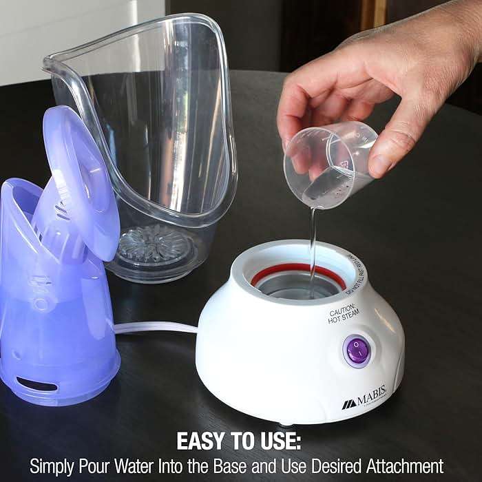 Mabis Steam Inhaler with Adjustable Facial & Nasal Mask (FSA/HSA) - Natural Vapor Inhaler Therapy for Sinus Relief, Skincare, & Pore Cleansing | Plug-in Vaporizer Humidifier - 60ml Liquid Capacity - Image 5