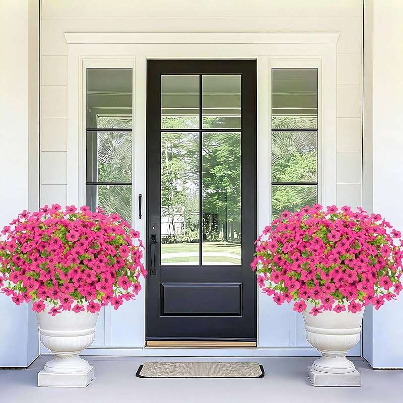 Elyum Artificial Flowers for Outdoors, 18 Bundles Artificial Plants & Flowers Outdoor, UV Resistant Faux Flowers Outdoor Fake Flowers for Outside Porch Window Box Decoration(Rose Red) - Image 5
