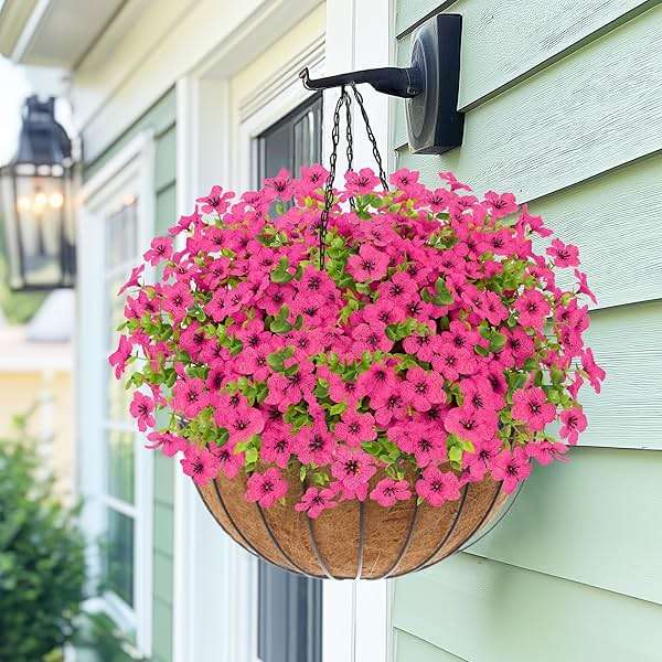 Elyum Artificial Flowers for Outdoors, 18 Bundles Artificial Plants & Flowers Outdoor, UV Resistant Faux Flowers Outdoor Fake Flowers for Outside Porch Window Box Decoration(Rose Red) - Image 8
