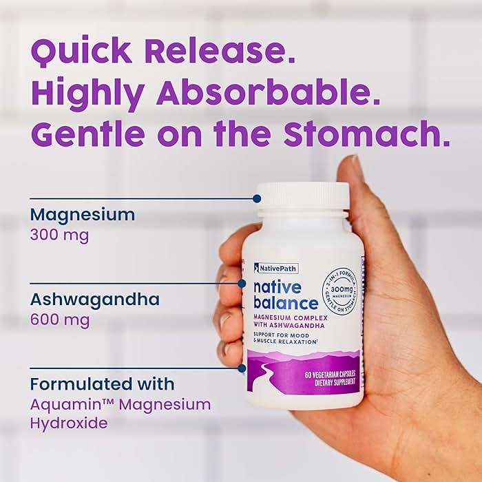NativePath Native Balance Magnesium Supplement with Ashwagandha - High Absorption Aquamin Ocean-Sourced Formula - 60 Capsules - Image 5