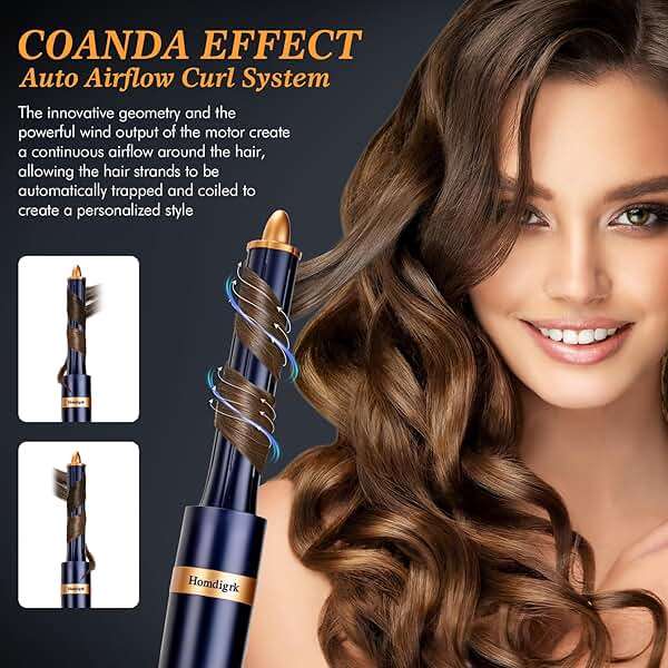 Homdigrk 6 in 1 Professional Hot Air Styler,Powerful Hair Dryer for Fast Drying, Smoothing & Volumizing, No Heat Damage, Professional Blowout Tool with Travel Case - Prussian Blue - Image 2