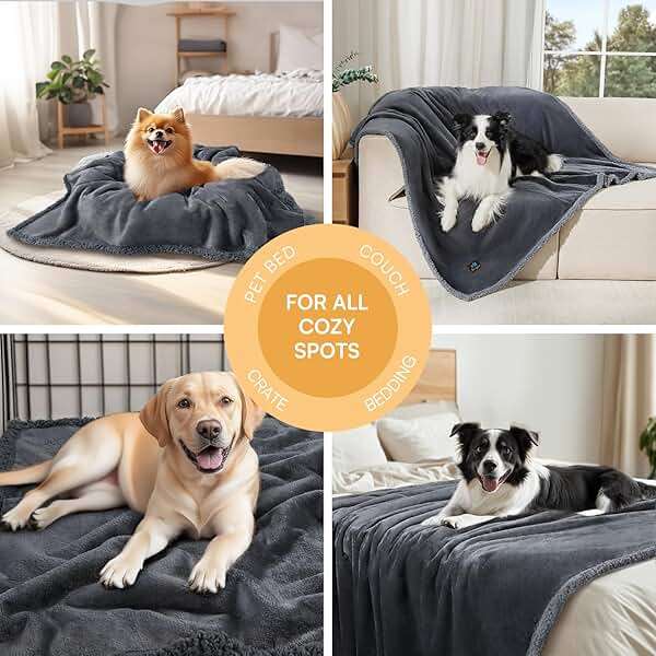 Luciphia Waterproof Pet Blankets, Liquid Pee Proof Dog Blanket for Sofa Bed Couch, Reversible Sherpa Fleece Furniture Protector Cover for Small Medium Large Dogs Cats, Dark Gray King Size(100" x 85") - Image 6