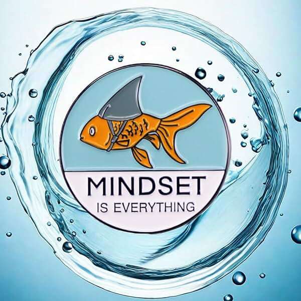 Ficsowy Shark Goldfish Carp Enamel Pin Mindset Is Everything Brooch Pin Badge for Men and Women - Image 3