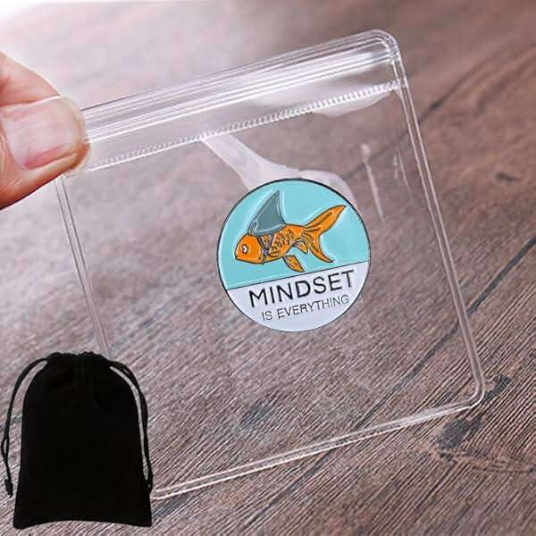 Ficsowy Shark Goldfish Carp Enamel Pin Mindset Is Everything Brooch Pin Badge for Men and Women - Image 5