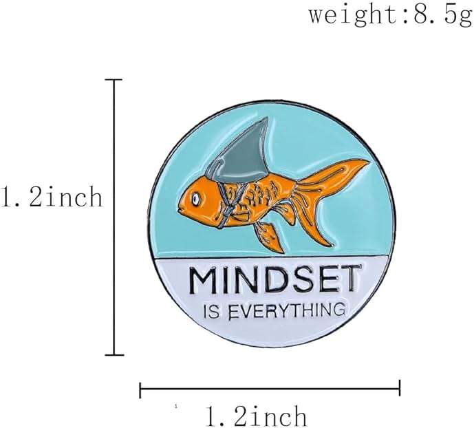 Ficsowy Shark Goldfish Carp Enamel Pin Mindset Is Everything Brooch Pin Badge for Men and Women - Image 6