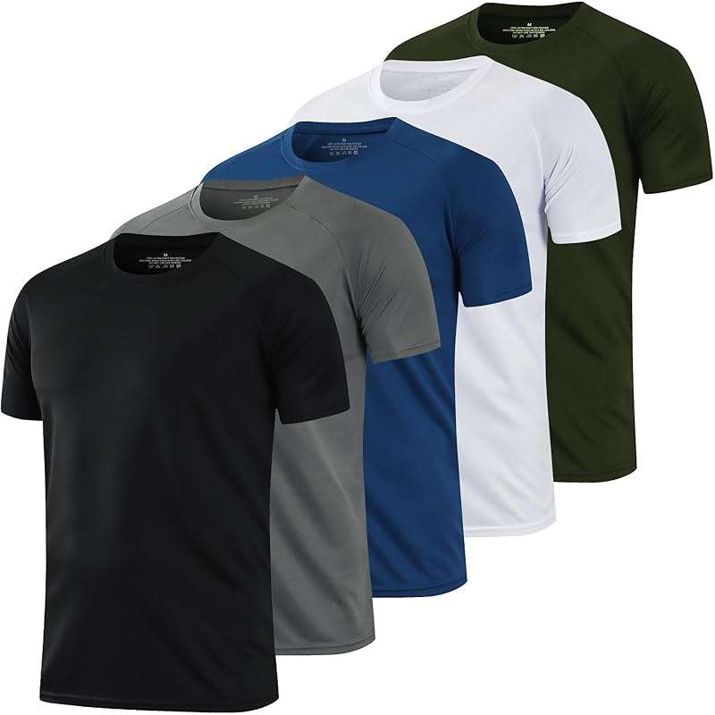HovSiyla 1/5 Pack Running Shirts Men Sport Tops Dry Fit Gym Wicking Athletic T Shirts Breathable Cool Workout Shirts - Image 1