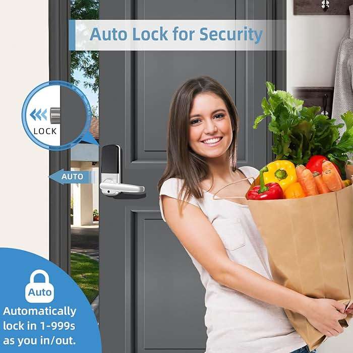 Smart Lock with Handle Set, Biometric Fingerprint Keyless Entry Deadbolt, Electronic Digital Keypad with App Control & Auto-Lock for Front Door, Home, Airbnb & Rental, Satin Nickel - Image 5