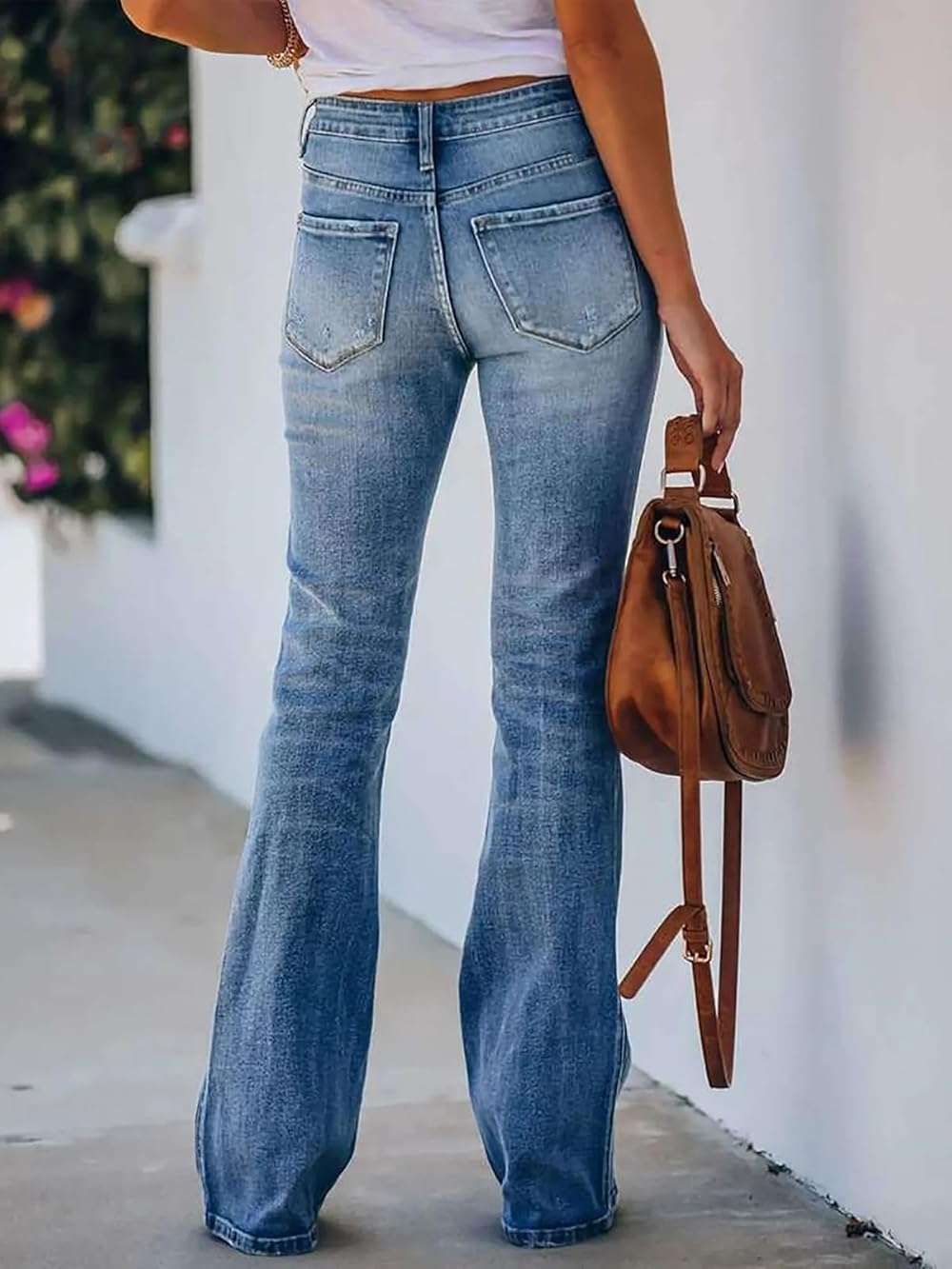 KUNMI Women's Flare Bell Bottom Jeans High Waisted Wide Leg Bootcut Jeans Stretchy Denim Pants - Image 5