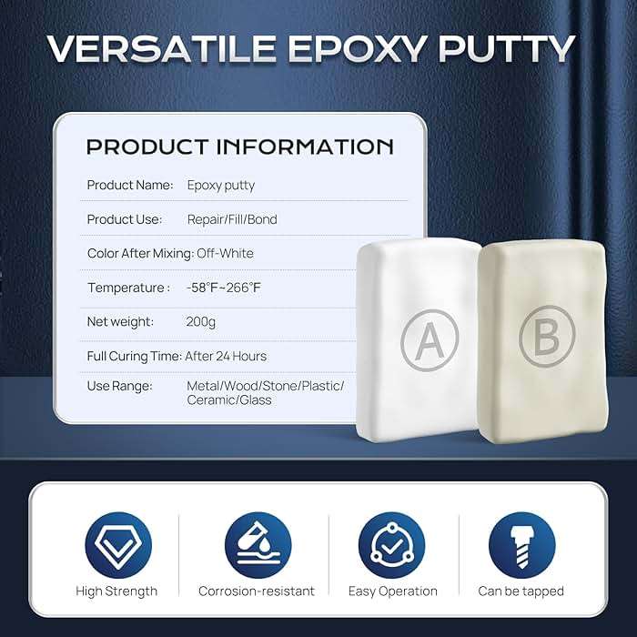 Boncart Epoxy Putty, 200g Fast Repair AB Epoxy Putty, High-Strength Two-Part Filler for Metal, Wood, Tile, Ceramics, Multi-Purpose Sculpt Clay for Bonding, Repairing, Sculpting (White) - Image 2