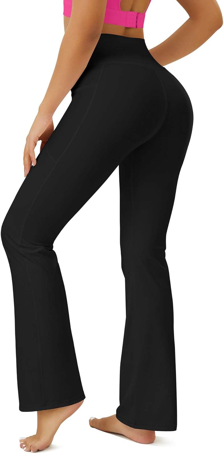 FOHOFO Yoga Pants Women, Flare Leggings for Women with Pockets Crossover High Waisted Bootcut Yoga Pants - Image 2