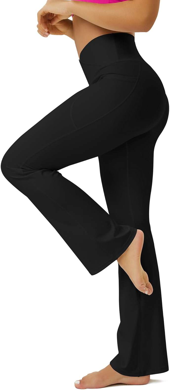FOHOFO Yoga Pants Women, Flare Leggings for Women with Pockets Crossover High Waisted Bootcut Yoga Pants - Image 3