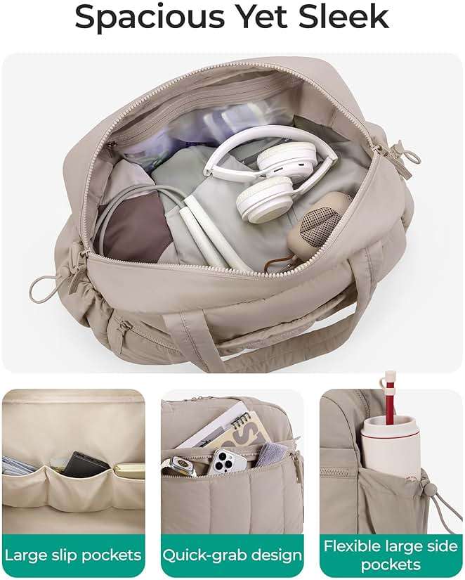 BAGSMART Gym Bag for Women, Duffle Bag for Travel with Wet Pocket, Lightweight Carry on Weekender Duffel, Water Resistant - Image 3