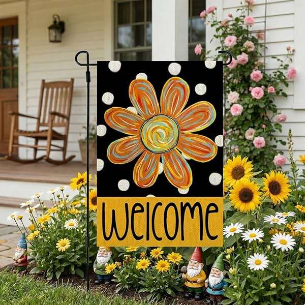 CROWNED BEAUTY Summer Garden Flag Floral 12x18 Inch Double Sided Small Burlap Seasonal Holiday Polka Dots Flag for Outside Yard Decoration - Image 2