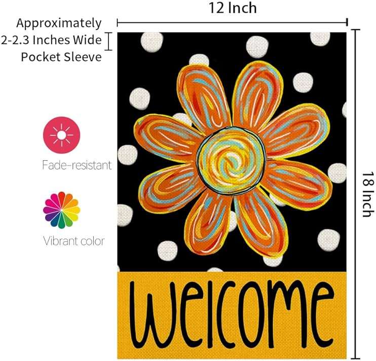 CROWNED BEAUTY Summer Garden Flag Floral 12x18 Inch Double Sided Small Burlap Seasonal Holiday Polka Dots Flag for Outside Yard Decoration - Image 3