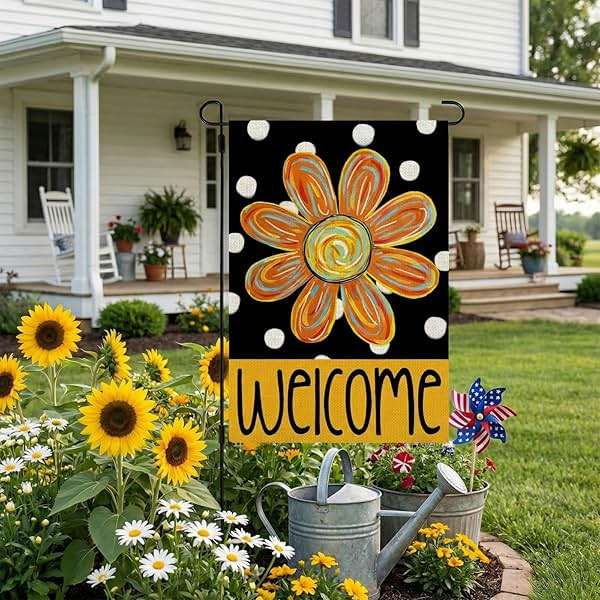 CROWNED BEAUTY Summer Garden Flag Floral 12x18 Inch Double Sided Small Burlap Seasonal Holiday Polka Dots Flag for Outside Yard Decoration - Image 4
