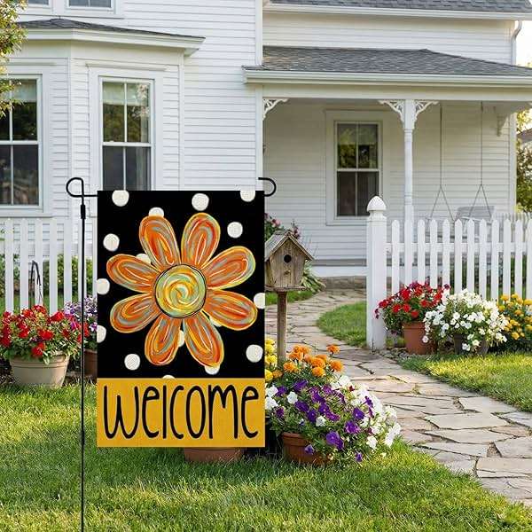 CROWNED BEAUTY Summer Garden Flag Floral 12x18 Inch Double Sided Small Burlap Seasonal Holiday Polka Dots Flag for Outside Yard Decoration - Image 5