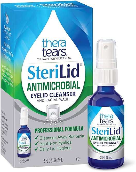 TheraTears Extra Dry Eye Therapy Lubricating Eye Drops for Dry Eyes, 0.5 fl oz Bottle, 2 Count & SteriLid Eyelid Cleanser and Face Wash, for irritated eyes, 2 fl oz Spray - Image 2