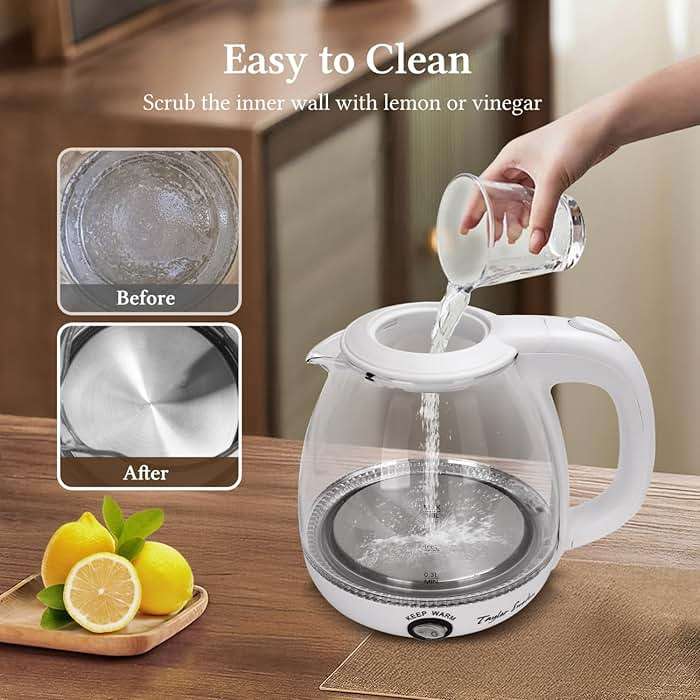 Taylor Swoden Electric Kettle With Tea Infuser, 1L Small Electric Kettle With Keep Warm, LED Light Hot Water Boiler & Heater For Coffee & Tea, Auto Shut-Off & Boil Dry Protection, Bpa Free, White - Image 9