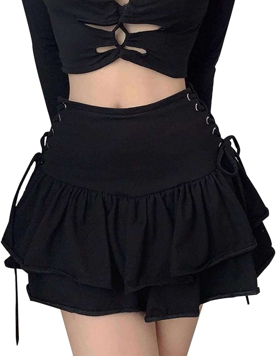 FEOYA Women Gothic Pleated Mini Skirt Punk High Waist A Line Skirt for Casual Party Cosplay - Image 1