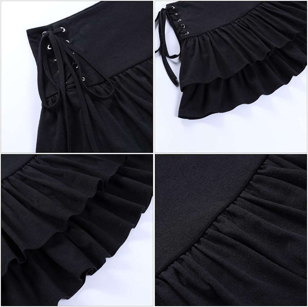 FEOYA Women Gothic Pleated Mini Skirt Punk High Waist A Line Skirt for Casual Party Cosplay - Image 4