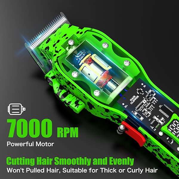 Tuanchuanrp Professional Hair Clippers for Men, Cordless Barber kit for Hair Cutting & Grooming, Hair Clippers Set for Barber Haircut with LED Display 8 Fade Taper Combs(Green) - Image 2
