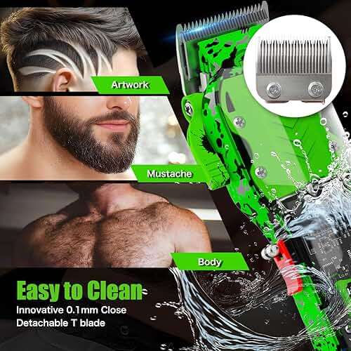 Tuanchuanrp Professional Hair Clippers for Men, Cordless Barber kit for Hair Cutting & Grooming, Hair Clippers Set for Barber Haircut with LED Display 8 Fade Taper Combs(Green) - Image 6