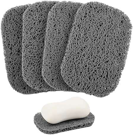 Yadream 4 Pack Gray BPA-Free Soap Savers Pads, Non-Slip Soap Holder, Self-Draining Soap Bars Holder, Suitable for Kitchen Bathroom Shower Travel Hotel - Image 1