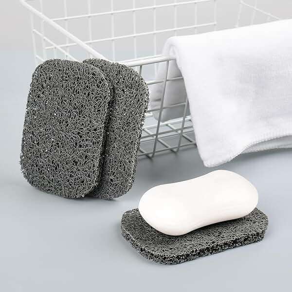 Yadream 4 Pack Gray BPA-Free Soap Savers Pads, Non-Slip Soap Holder, Self-Draining Soap Bars Holder, Suitable for Kitchen Bathroom Shower Travel Hotel - Image 2