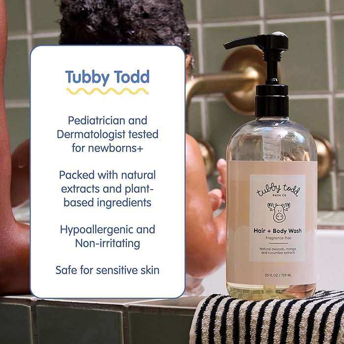 TUBBY TODD Hair Duo - Baby Shampoo and Conditioner Set - Gentle & Moisturizing Hair Care - Hypoallergenic, Non-Irritating - For Newborns, Toddlers & Kids - 25 Fl Oz & 24.3 Fl Oz - Fragrance-Free - Image 4