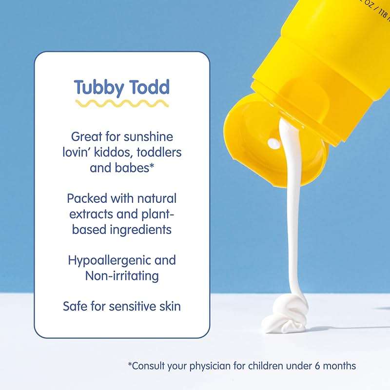 Tubby Todd Face and Body Mineral Sunscreen Kit for Baby, Toddler and Kids - Sunscreen 4 Fl Oz and Sunstick 0.5 Oz Duo Bundle - Fragrance-Free - Image 4