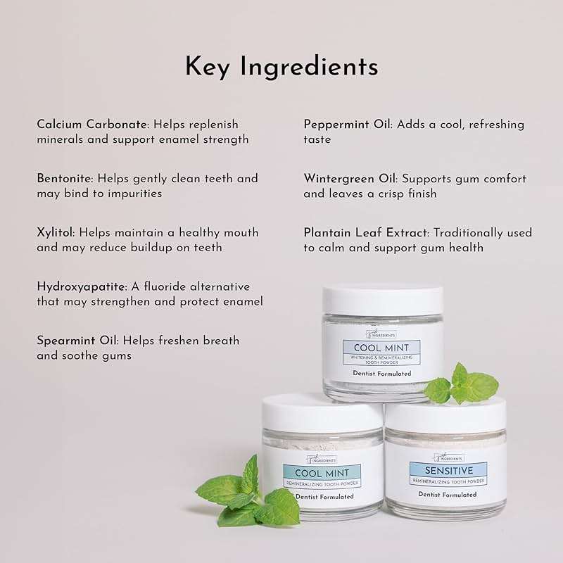 Remineralizing Tooth Powder – Fluoride-Free Oral Care – Gently Cleans & Whitens – Supports Strong Teeth & Fresh Breath – Vegan, Non-GMO, Made with Real Food Ingredients (Regular) - Image 3