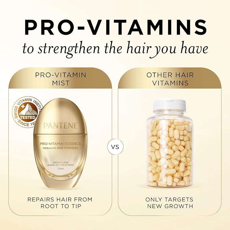 Pantene Pro-Vitamin Essence, Daily Repair Mist, Weightless Leave-On Treatment Strengthens & Rebuilds Damaged Hair, Reduces Breakage, 2.5 Fl Oz - Image 5