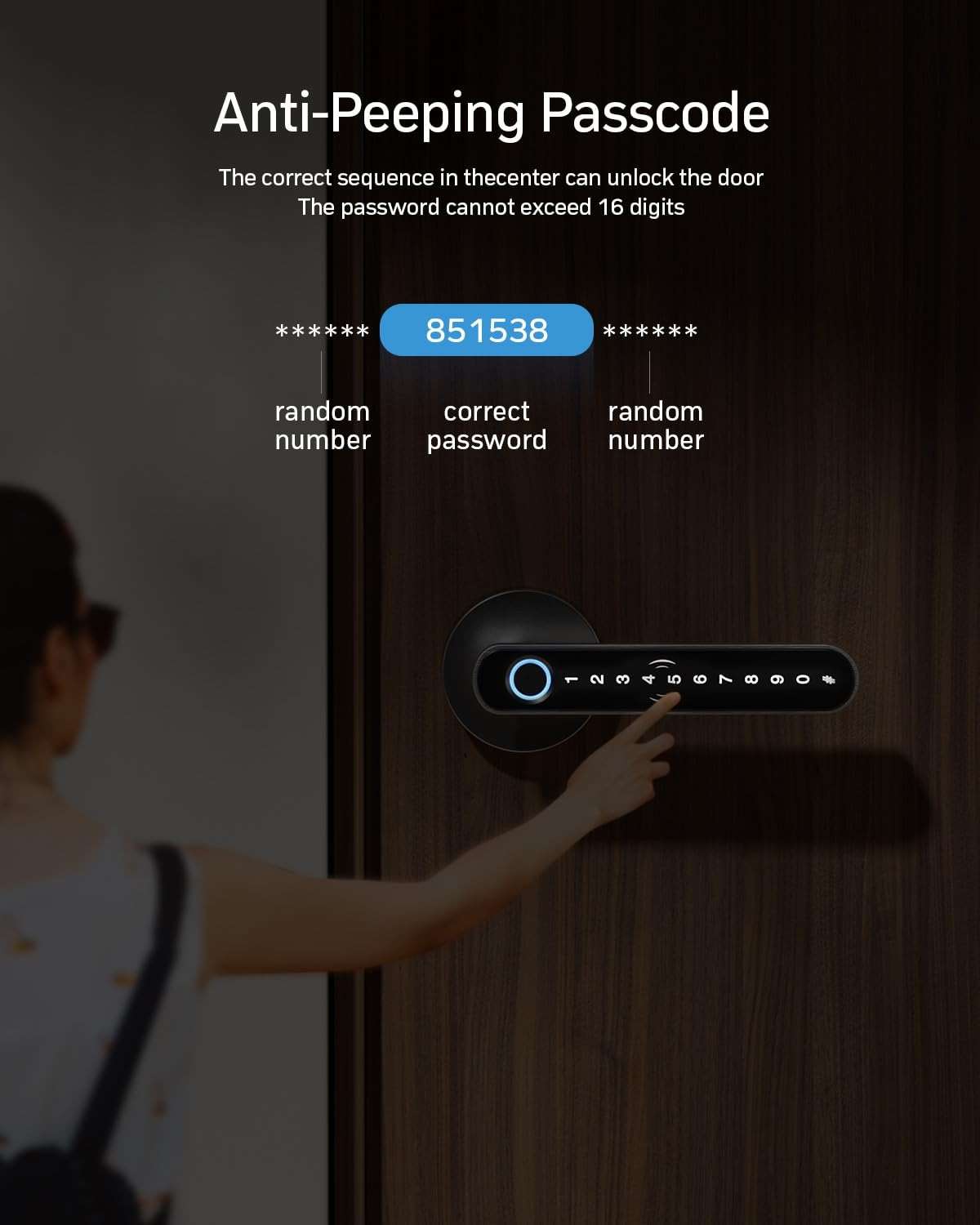 TMEZON Smart Door Lock Fingerprint, Keyless Entry Door Lock with Handle, APP/IC Cards/Codes/Keys/Fingerprints Biometric Electronic Keyless Entry Lock for Bedroom Home Hotel Office - Image 5