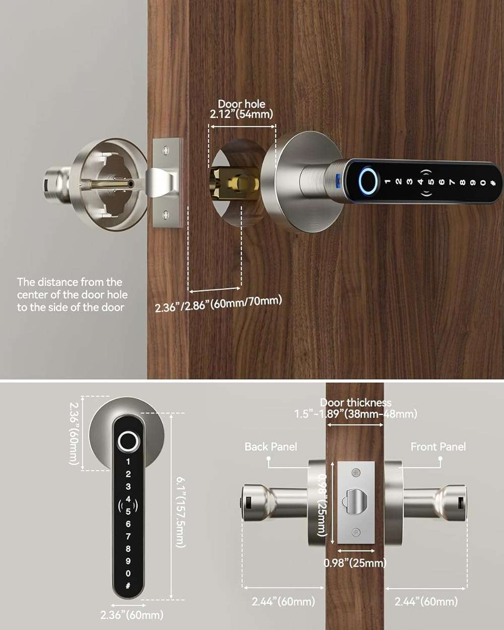 TMEZON Smart Door Lock Fingerprint, Keyless Entry Door Lock with Handle, APP/IC Cards/Codes/Keys/Fingerprints Biometric Electronic Keyless Entry Lock for Bedroom Home Hotel Office - Image 9