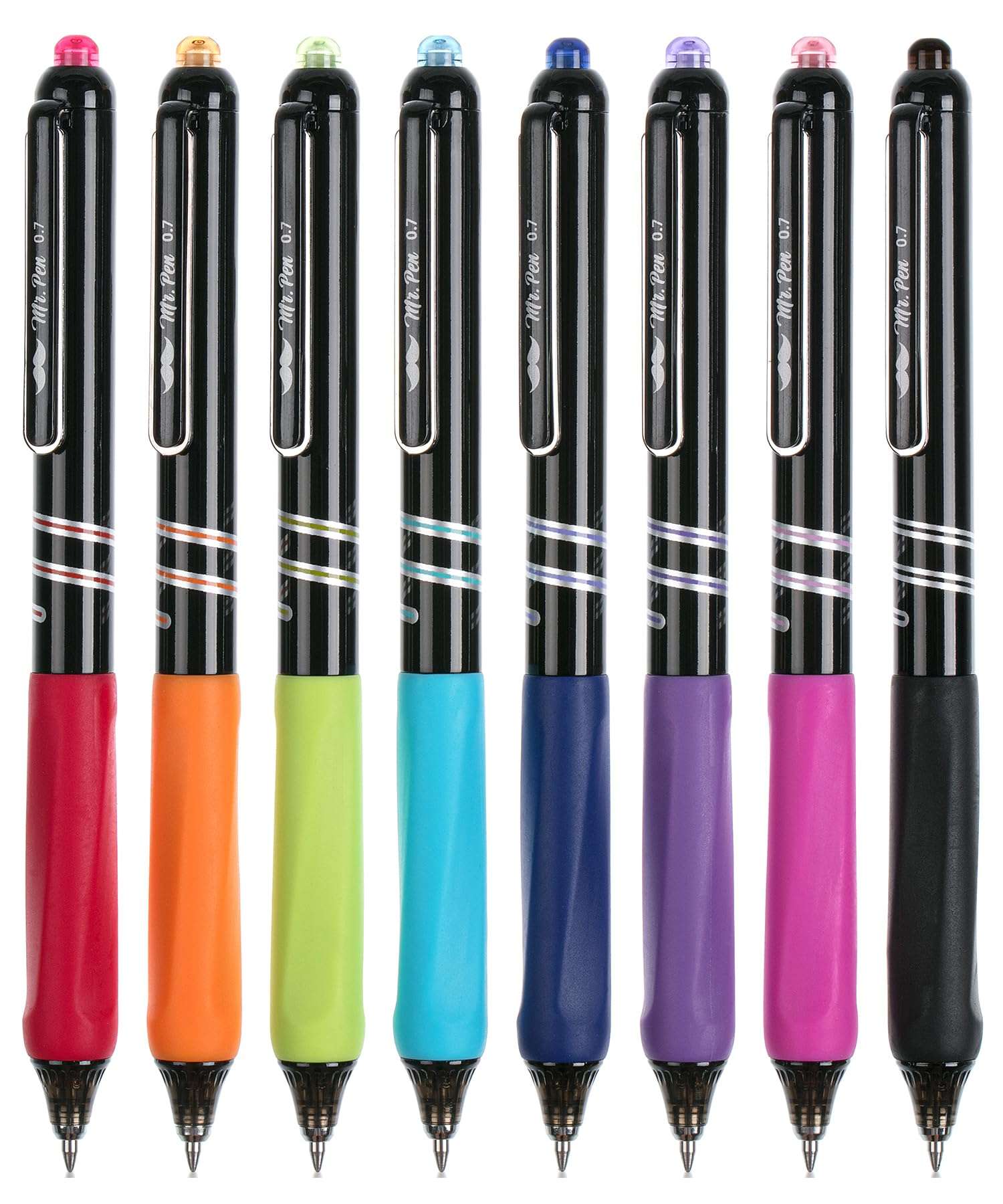 Mr. Pen- Retractable Gel Pens, 8 Pack, Vibrant Barrels, Fast Dry, Colorful Ink Gel Pens Fine Point 0.7mm - Image 1