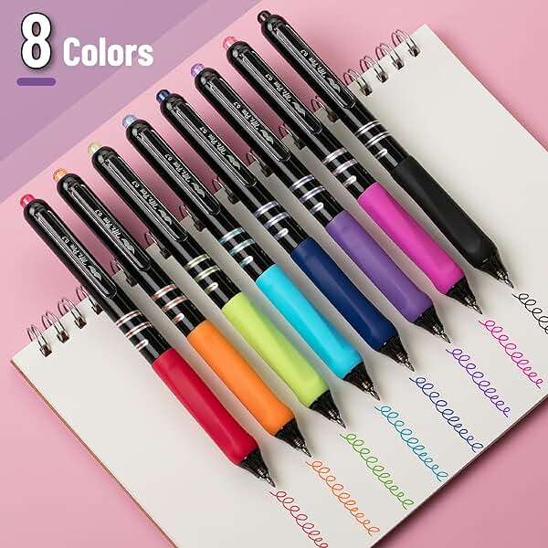 Mr. Pen- Retractable Gel Pens, 8 Pack, Vibrant Barrels, Fast Dry, Colorful Ink Gel Pens Fine Point 0.7mm - Image 3