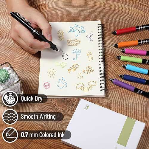 Mr. Pen- Retractable Gel Pens, 8 Pack, Vibrant Barrels, Fast Dry, Colorful Ink Gel Pens Fine Point 0.7mm - Image 4